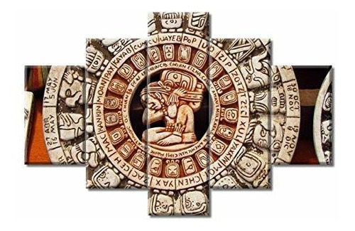 5 Paneles De Arte De Pared De México, Calendario De Piedra D
