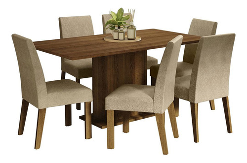 Juego Comedor Mesa Tapa Madera 6 Sillas Renata Madesa M/i Color Marron/Imperial