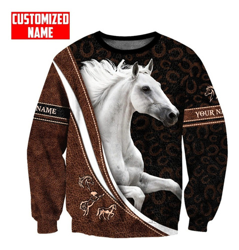 Uj Sudadera De Caballo Blanco Árabe Personalizada Lover