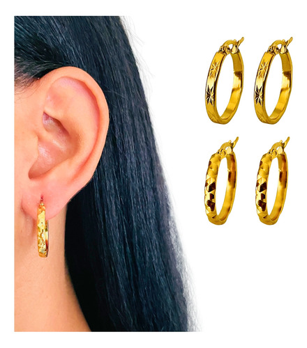 Aretes Candonga Acero Inoxidable Mujer Candongas Estrella