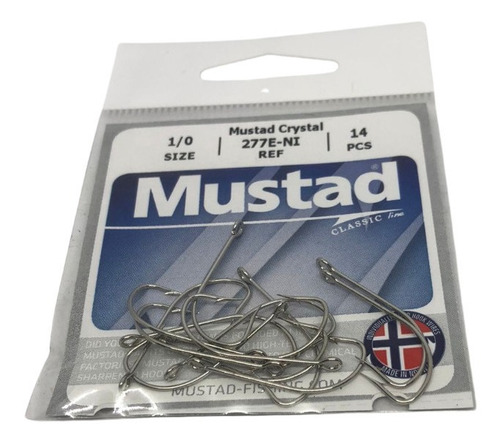 Anzuelo Mustad 277 Ni N° 1/0 Paquete X14 Unidades