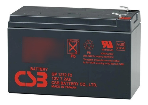 Bateria Vrla Agm 12v 7,2ah Marca Csb Modelo Gp1272 F2