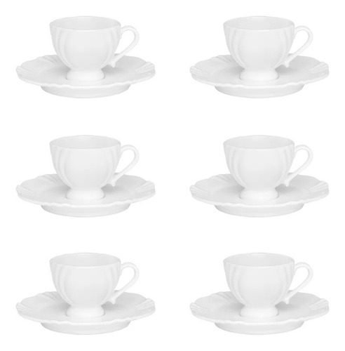 Conjunto De Xícara De Cafezinho 06 Peças Soleil White Oxford