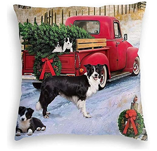 Red Truck Border Collie Dog Car Fundas De Almohada Fundas De