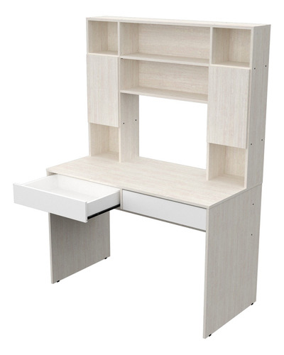 Escritorio Mosconi 720 con alzada 1 cajón melamina de 121m x 168cm x 60cm tabaco