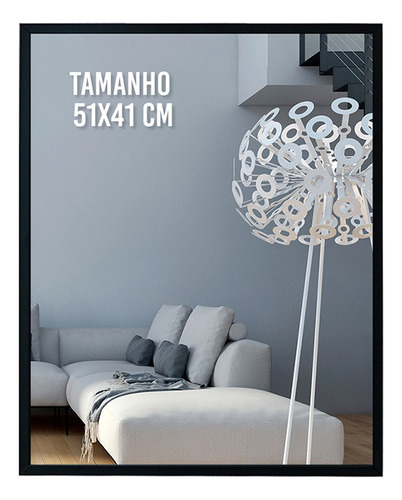 Espelho Para Banheiro Com Moldura Decorativa Sala Quarto Cor Preto