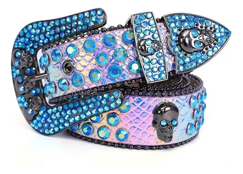 Cinturón De Diamantes Imitación Cintura Punk De Moda Cráneo Color Color Talla 105