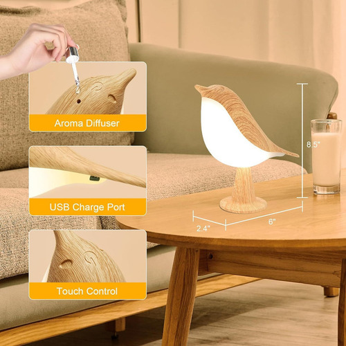 New. Lámpara Noche Bird Light 3 Temperaturas Color Sensor