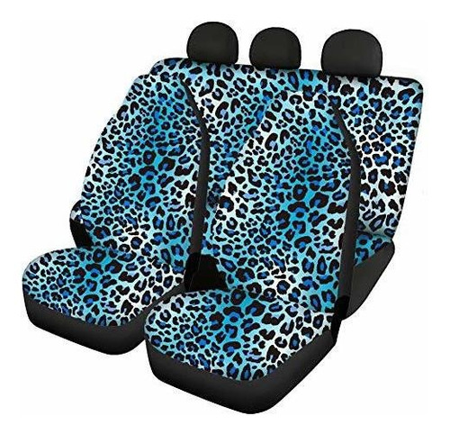 Jiueut Blue Leopard Animal Print Universal Fit Car Seat Cove