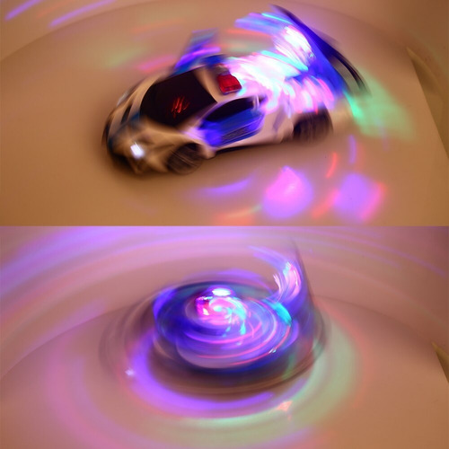 Kit 20 Carros Policia Projeta Emite Som Luz Gira 360 Graus Cor Azul