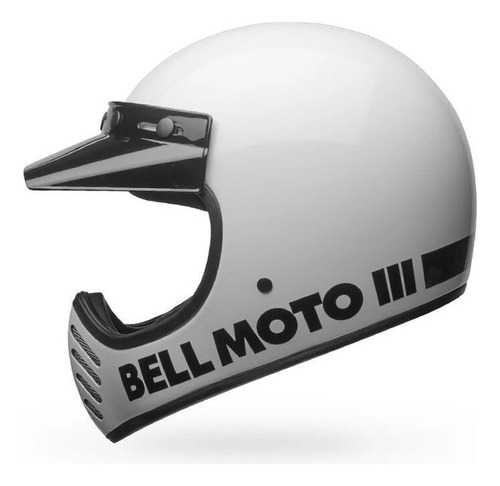 Casco Moto Bell Moto-3 Integral Sin Visor Fibra De Vidrio Blanco Classic Gloss White Xl
