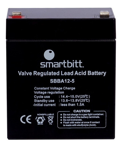 Smartbitt Batería Para No Break Sbba12-5, 12v, Vrla