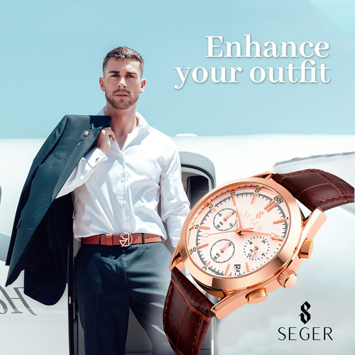 Imagen 4 de 9 de Reloj Hombre Seger 9127 Original Eeuu Elegante Vestir Lujoso