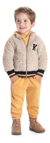 Jaqueta Masculina Infantil Em Pelo Sherpa