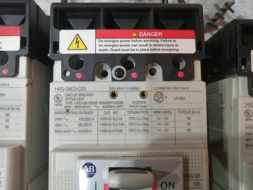 Interruptores Allen Bradley 140g-g6c3-c20, 20 Amp, 3 Piezas (Usado)