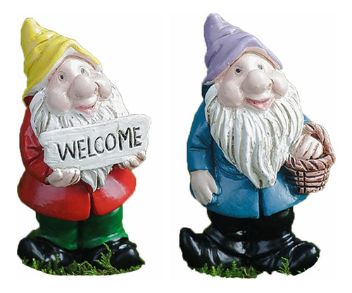 2 Minifiguras De Gnomos Multicolores