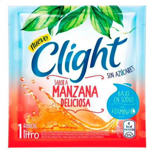 Imagen 2 de 7 de Jugo En Polvo Clight Manzana Deliciosa Vitaminas C + D X20