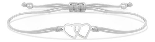Pulsera Mujer Hilo Gris Dije Plata 950 Joya Regalo