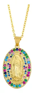 Collar Medalla Virgen De Guadalupe Joya En Acero Dorado