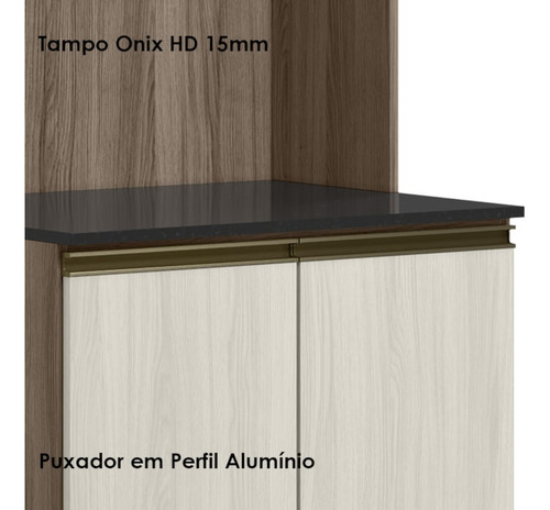 Paneleiro Duplo 4 Portas 70cm Mdf Kali 12230 Carvalho Toq Bi