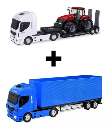 Caminhão Carreta de Brinquedo Iveco Hi-Way Miniatura com Caçamba