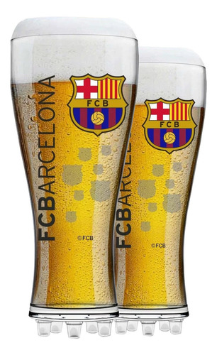 Conjunto De Copos Licenciado F.c.b Barcelona 2 Peças 370ml Cor Transparente