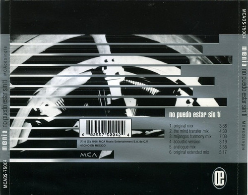 Moenia - No Puedo Estar Sin Ti (remixes) Cd Maxi Single 90s (Usado)