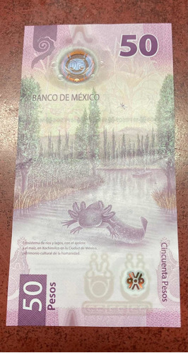 Billete 50 Pesos Mxn Ajolote Serie Ab