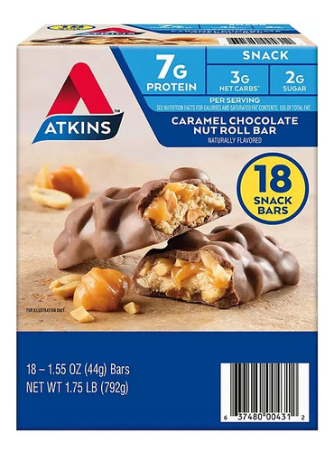 Barras Nutritivas Atkins Chocolate Caramelo Pack 18 Piezas