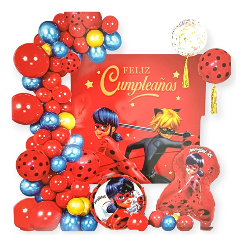 Kit Globos Miraculous Ladybug Decoracion Cumpleaños Fiesta