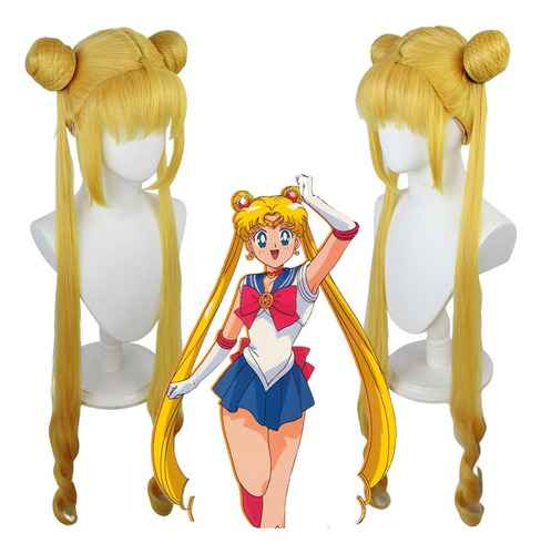 Sailor Moon Tsukino Usagi Cosplay Peluca Largo Pelo 105cm Y