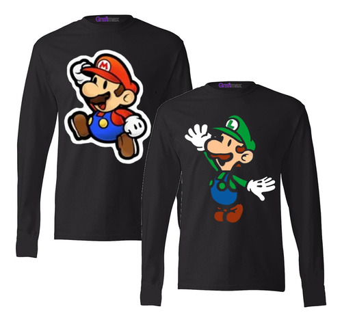 Pack Manga Larga Polera Mario Y Luigi Hermanos Grafimax