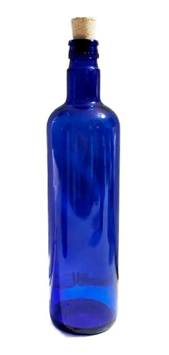 Imagen 7 de 10 de Botella D Vidrio Azul Hooponopono Con Corcho Agua Solarizada