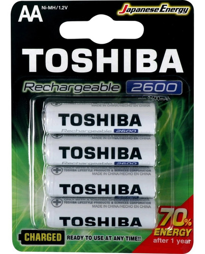 Imagem 1 de 3 de Pilha Recarregável Toshiba Aa 2600 Com 4 Und Rtu Original Nf