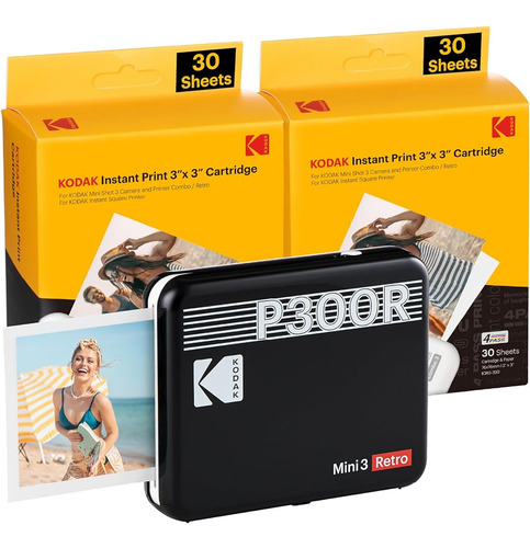 Kodak Mini 3 Retro 4pass Impresora Fotográfica Portátil (3x3