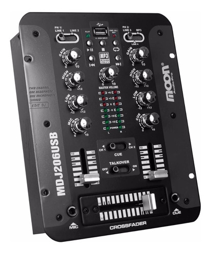 Consola Mixer Moon Audio Pro Mdj206usb Usb Mp3 2 Ch 4 Lineas