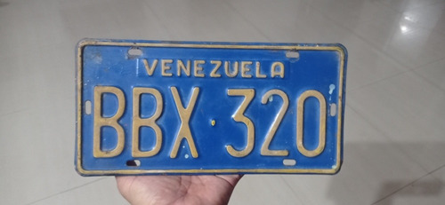 Antigua Placa Matrícula De Carro Vintage De Colección Azul.