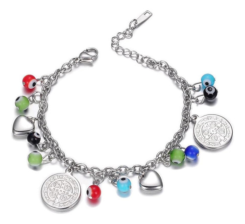 Lzd Pulsera Con Dijes De Acero Inoxidable Cuentas Contra El 