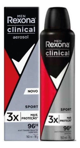 Desodorante En Aerosol Rexona Men Clinical Sport 96h X150ml