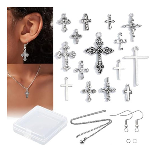 Dije Cruz Metal Diy 15 Pcs Antiq. Para Joyas