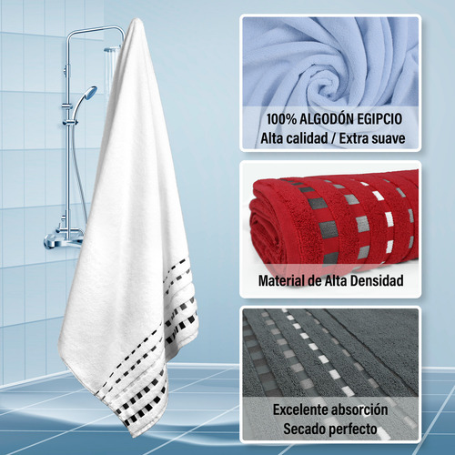 Toalla Zantelo La Perla Luxur Tropez Baño Completo Alberca 100% Algodón Egipcio Suave Color Gris Oscuro Liso