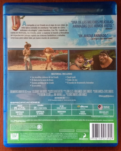 Los Croods (2013) Blu-ray Original Como Nuevo Dreamworks (Usado)