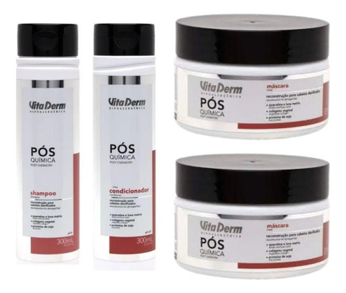 Kit Pós Química Shampoo Condicionador 2 Máscaras Vita Derm