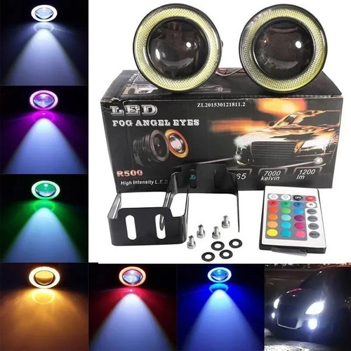 Focos (2) Neblineros Led Ojos De Ángel Rgb Multicolor 89mm