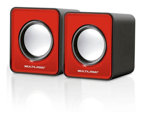 Parlantes 2.0 Mini 3w Multilaser Sp197 Rojo