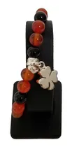 Comprar Pulsera De Piedras Naturales Y  Dije Modelo Trebol Plata 950