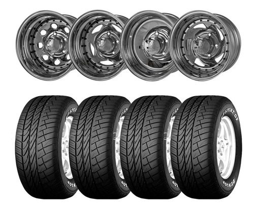 Kit 4 Llantas 15x8 Cromadas + 4 Dunlop  275 60 R15 Ford F100