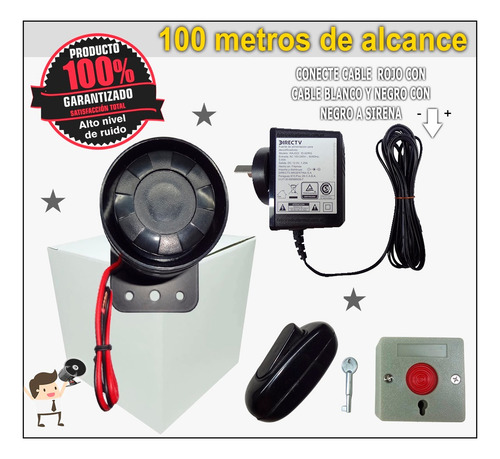 Sirena Alarma Vecinal Para Casa Con Enchufe Y Perilla