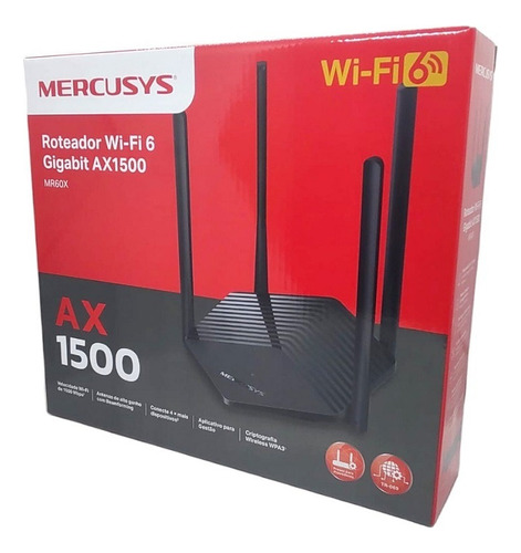 Roteador Mercusys Mr60x Wi-fi 6 Ax1500 Dual-band + N F