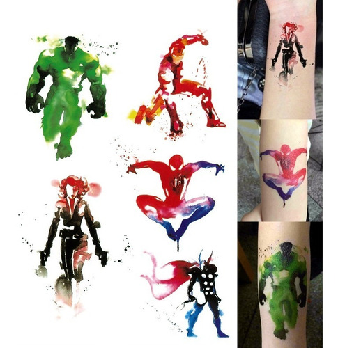 Tatuagem Temporária Super-heróis Hulk Aranha Homem De Ferro